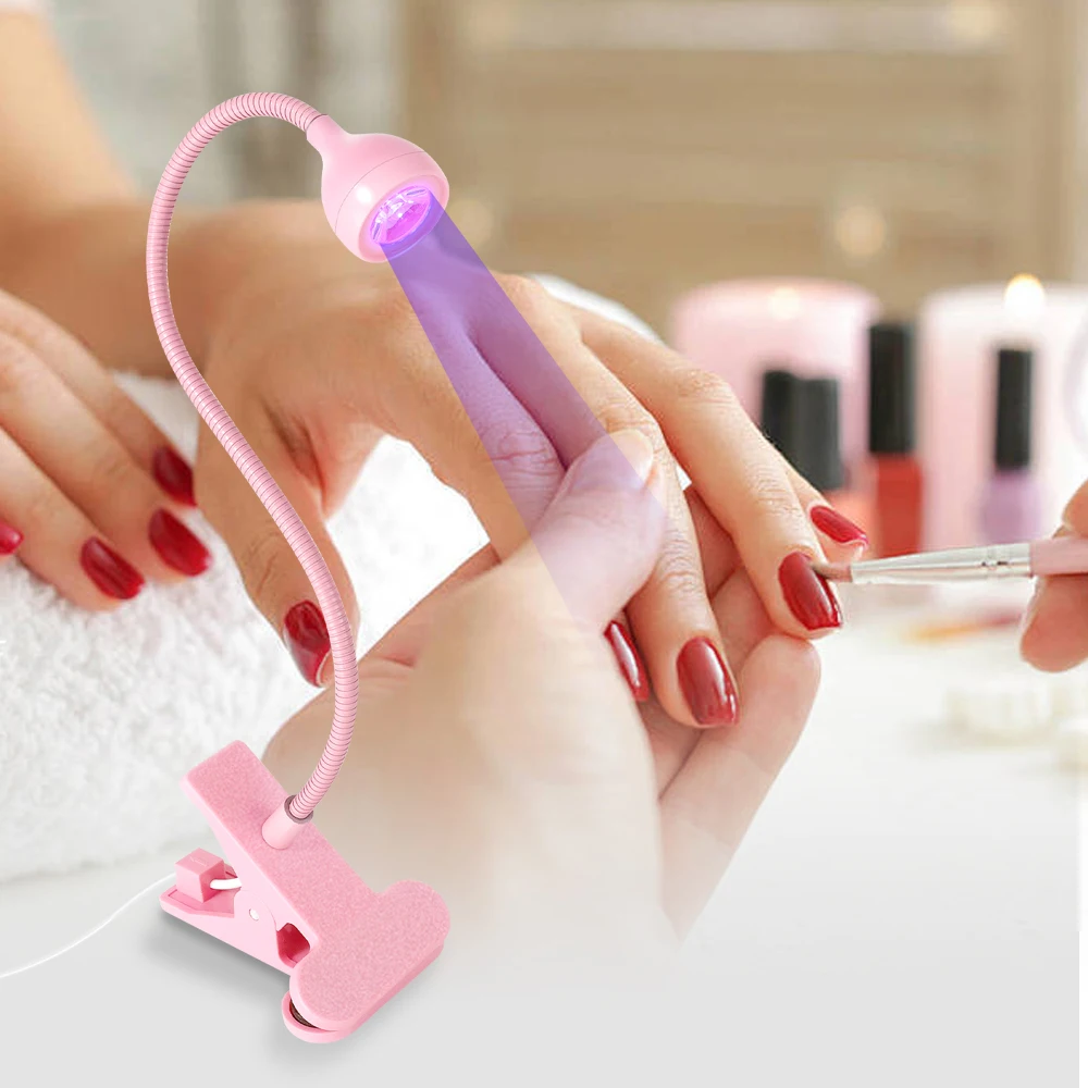Nail LED UV Lamp for Drying Gel Nails Polish Clip-On Flexible Desk Mini Portable USB Nail Lamp UV Light Dryer for Manicure Salon 5