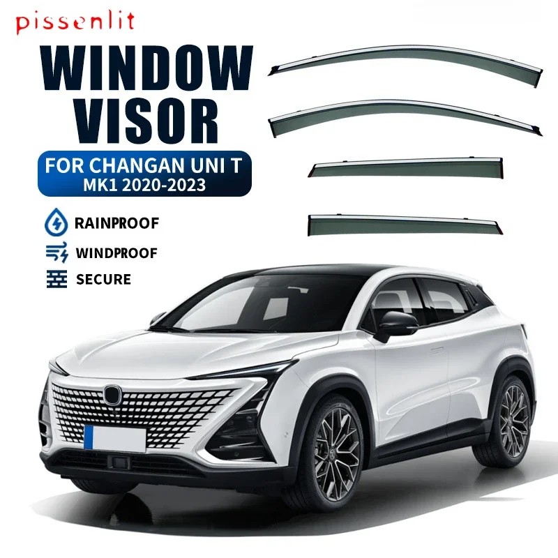 For Changan UNI T-Accessories Bright Strip Wind Deflectors Visors Rain Guard Door Visor Vent Shades Ventvisor