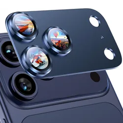 Premium Aluminum Alloy Camera Lens Protector with AR Tempered Glass and Drop Protection - iPhone 17 Pro (Blue)