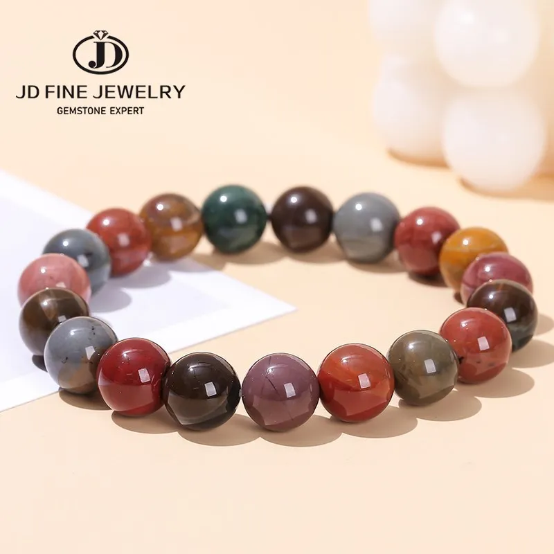 Jd Natural Alxa Stone Bead Strand Bracciale Donna Uomo Fashion Energy Stone Round Buddha Bead Braccialetti Elastici Wristband Jewelry