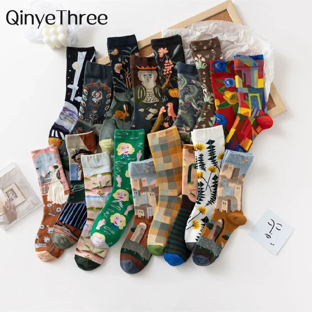 Hot Sale Colorful Cartoon Creative Fashion Vine Graffiti Novelty Men Women Socks Winter Warm Comfortable Cotton Sokken Dropship