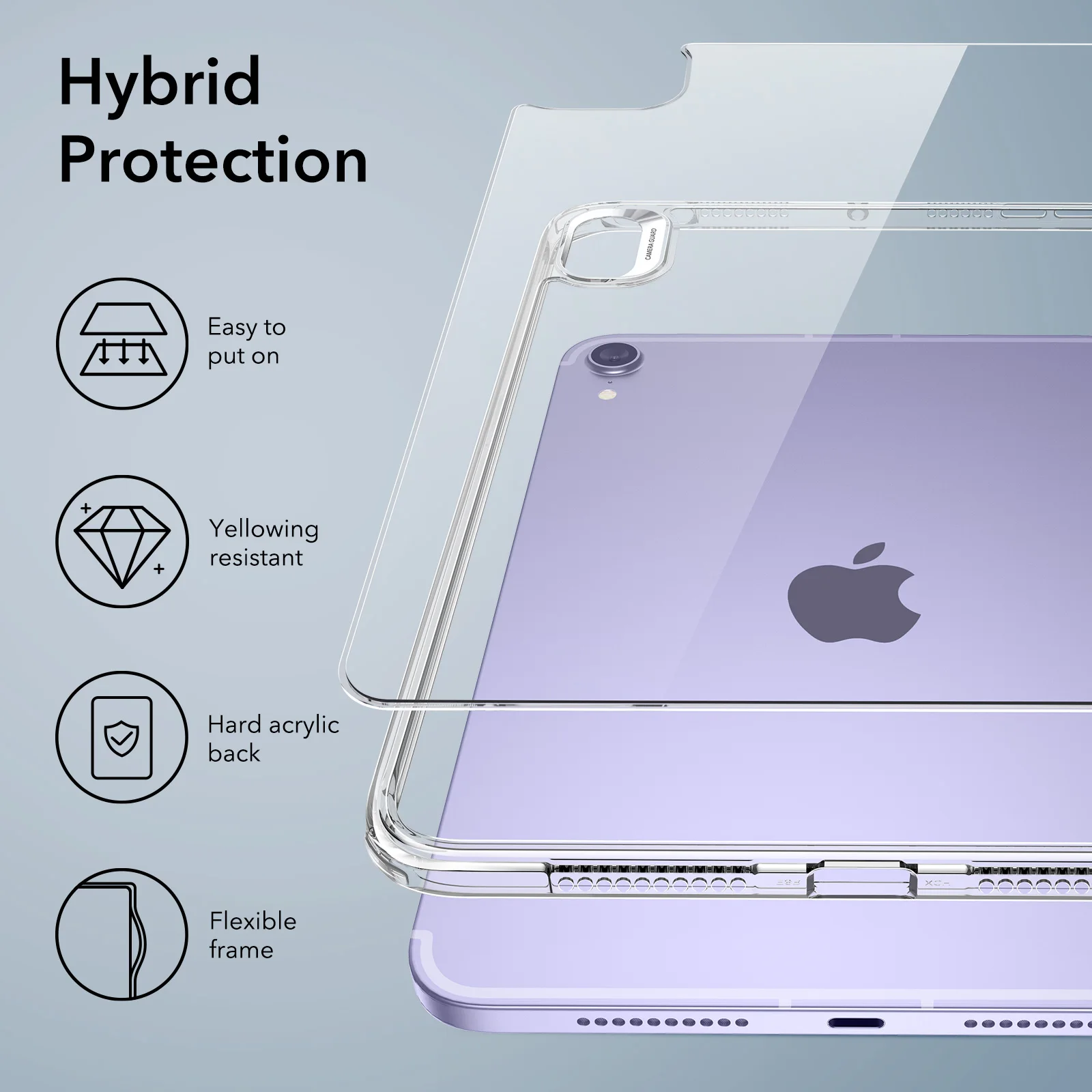 ESR for Mini 6 2021 Case Clear Hard Back for iPad 10 Case Crystal Smart Back Cover for New iPad Pro 12.9 2022 Protective Case