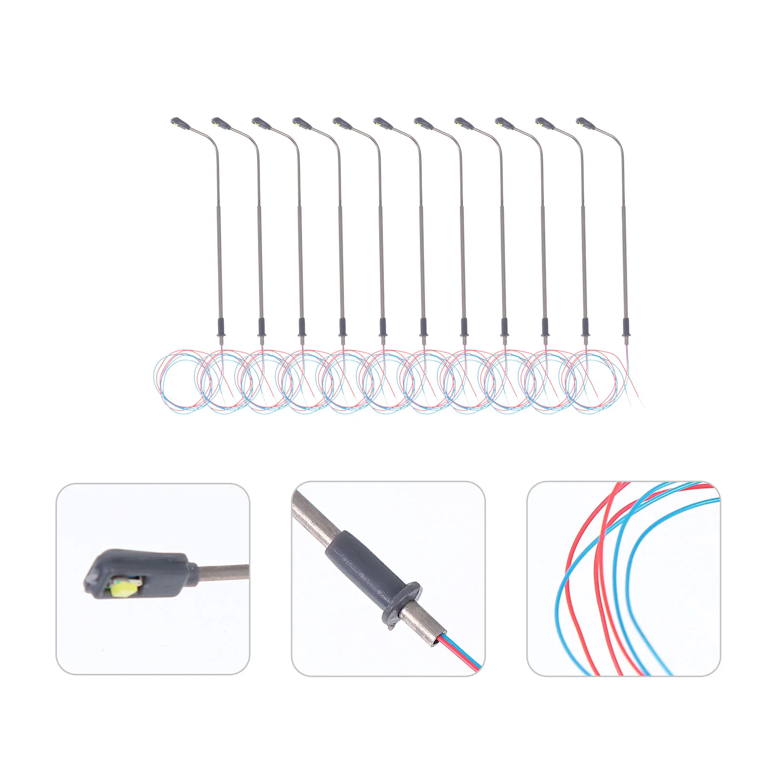 

10 PCS Sand Table Model Lamp Accessories Railway Train Standing Floor Post Street Light Layout Scaled