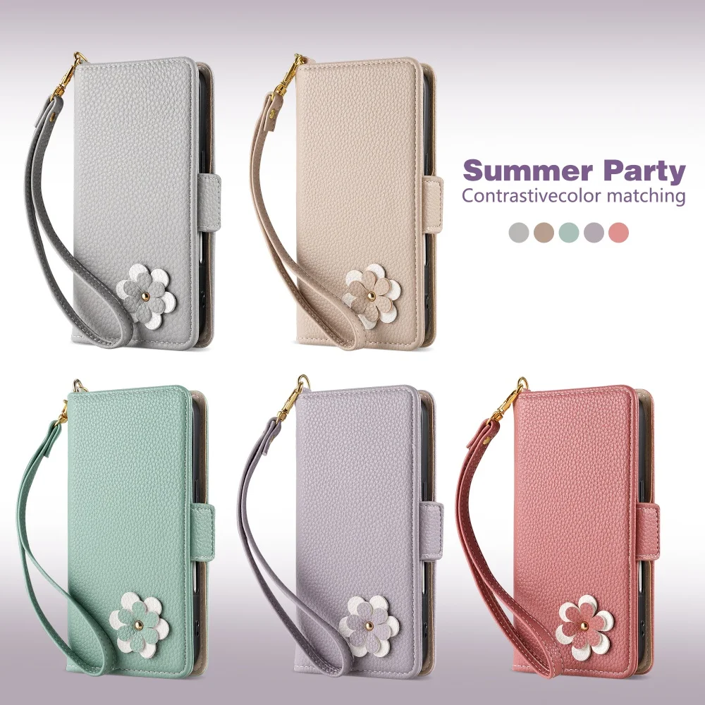 Elegant 3D Floral Leather Phone Wallet Case with Card Slot and Flip Cover