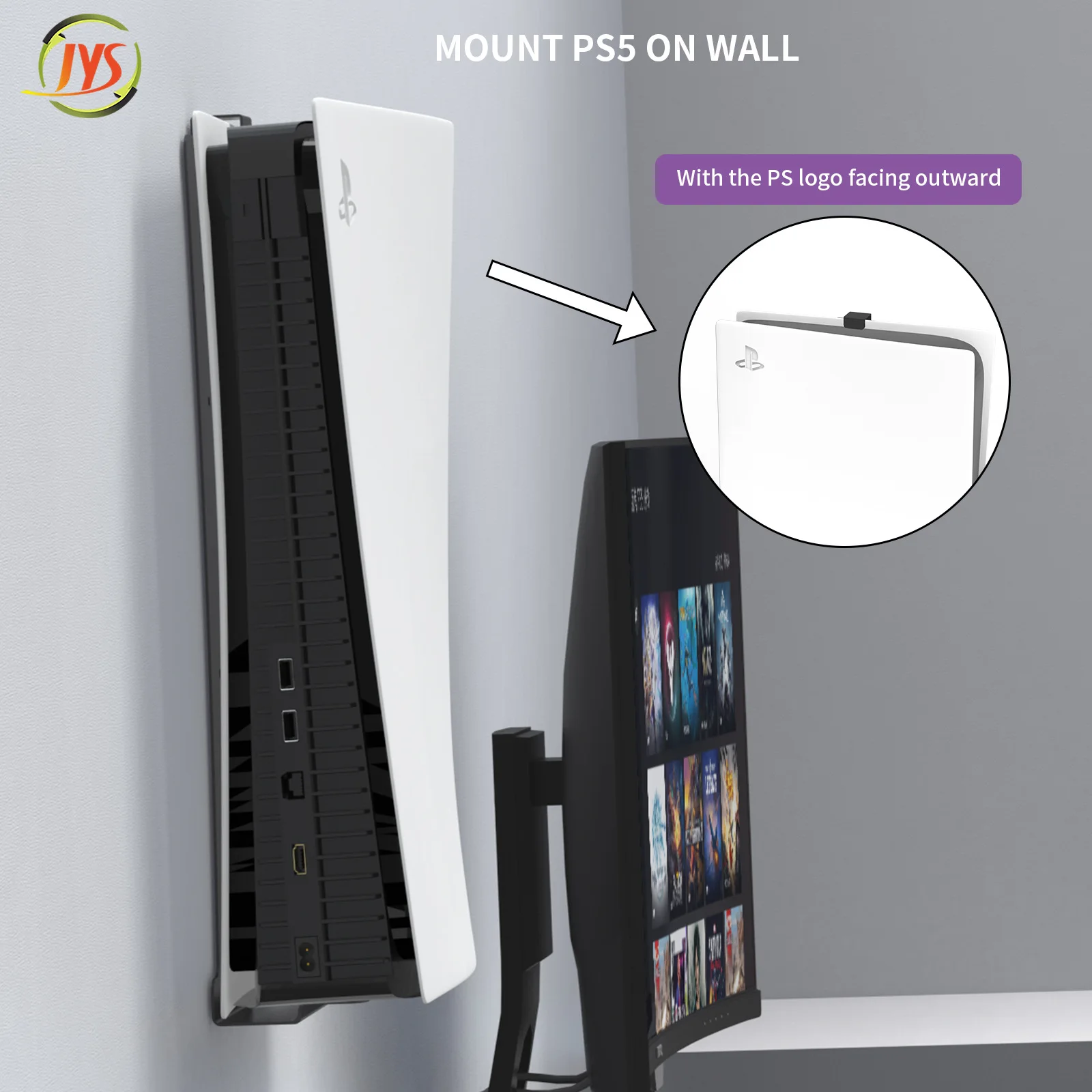 NEW JYS-P5149 For PS5slim Host Wall Bracket For PS5 Slim Host Clip Hanging Storage Stand With Headphone Handle Hook Bracket