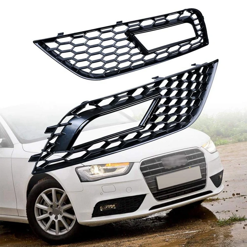 

2PCS Honeycomb Mesh Fog Light Frame Air Intake Grille Fog Light Grille Automobile Replacement Parts For A4 B8.5 2013-2016