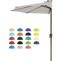 9ft Half Umbrella Outdoor Patio Umbrella Market Umbrella with Crank, 1/2 Round Wall Umbrellas 5 Sturdy Ribs UV Protection 1
