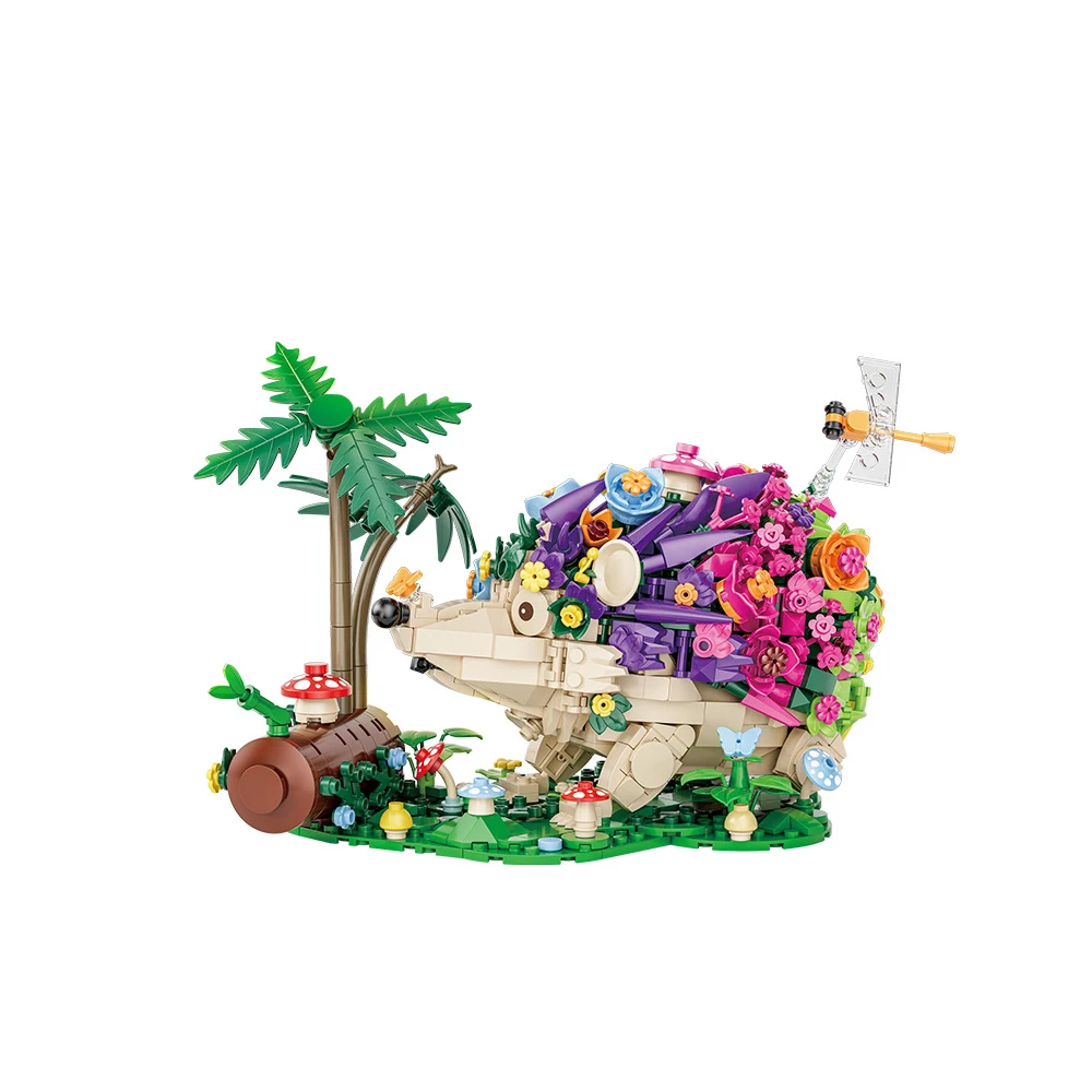 Flower Hedgeho Model Building Block Fly Bee Animals DIY Assemby Decoration City Construction Toy Adult Kids Desk Home Decor Xmas