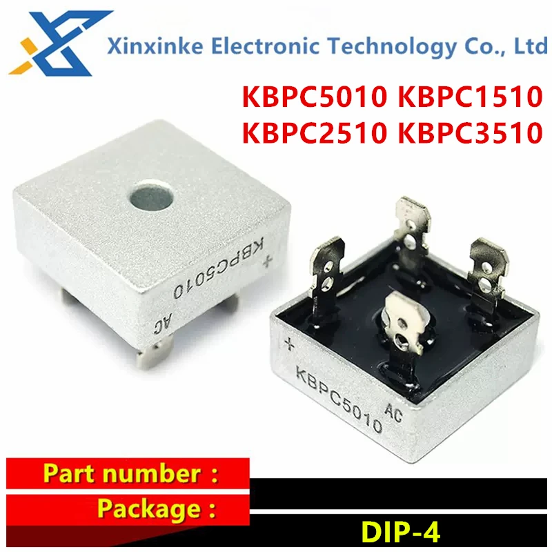 KBPC5010 KBPC1510 KBPC2510 KBPC3510 DIP-4 15A 25A 35A 50A 1000V Diode Bridge Rectifier 1PCS