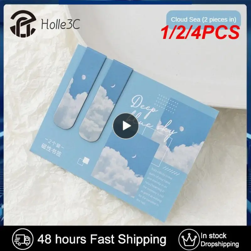

1/2/4PCS Misty Fantasy Clouds Sea Forest Landscape Magnetic Bookmark for Pages Books Readers