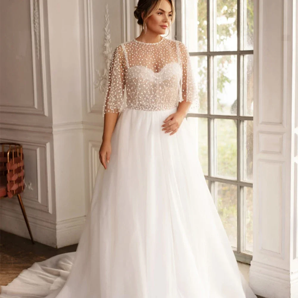 

Bridal Wedding Dress A-Line Mesh Perspective Big Size Celebrity Banquet Prom Gown Robe De Soiree Maxi