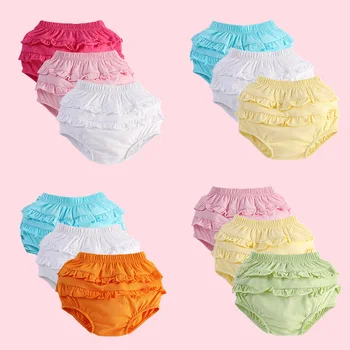 6-24M Pantaloncini per bambini Ragazza Estate Cotone Volant Pantaloni stile harem in pizzo Copri pannolino per neonati Bloomers Mutandine per bambini Slip intimi per bambini 1