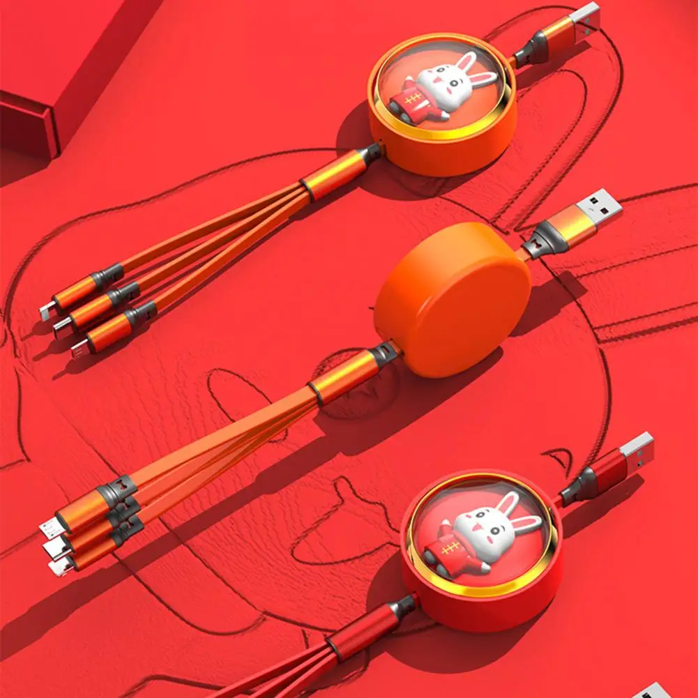 

Charging Cord Stable Retractable Plug Play One-to-three Mobile Phone Charge Wire