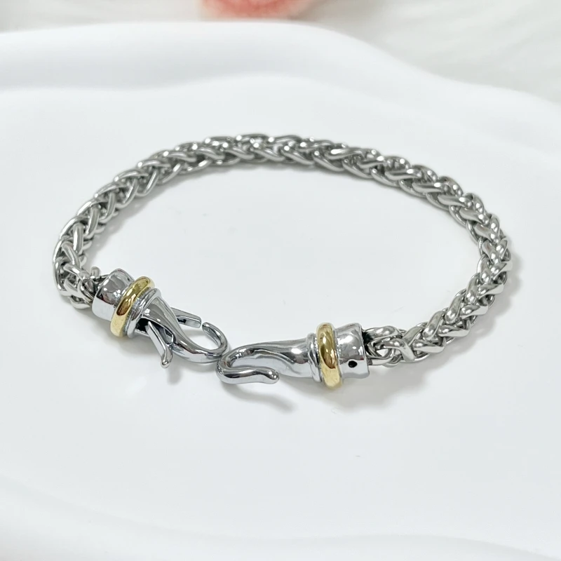 

DY Hook Twisted Wire Buckle Bracelet in Sterling Silver with 14K Yellow Plated