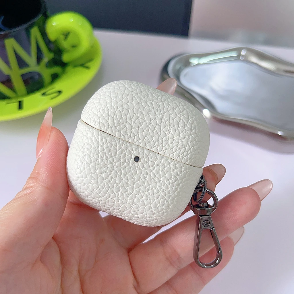 Vintage Premium Lychee Texture PU Leather Earphone Cover Case with Hook in Multiple Colors