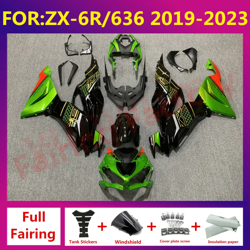 

For kawasaki ZX6R 636 ZX-6R 2019 2020 2021 2022 2023 New ABS Motorcycle full Fairing kit Fit fairings bodywork set green black