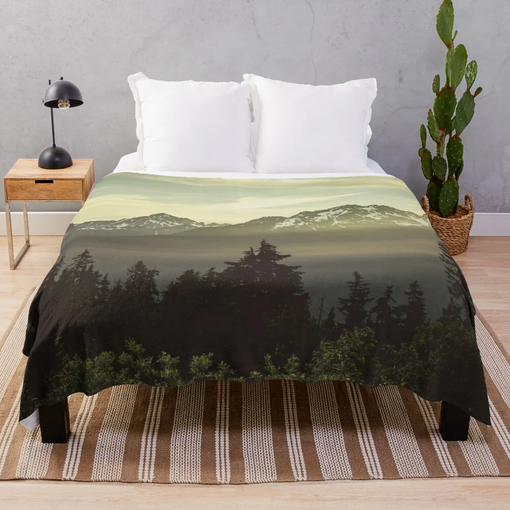 

Pacific Northwest Sunrise - Northern Cascade Mountain Forest Throw Blanket Sofa Throw Hair Blankets