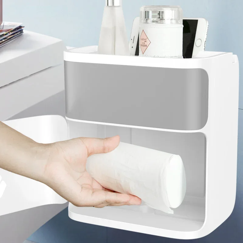Toilet paper holder bathroom waterproof storage box storage rack wall mounted waterproof rack bathroom accessories
