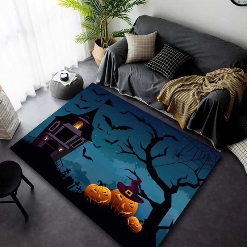 

Halloween Cartoon 3D Gothic Girl Pumpkin Lantern Boy Gift Soft Rug Living Room Yoga Mat Bedroom Bathroom Kitchen Non slip Carpet