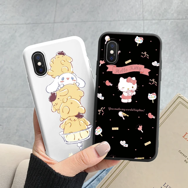 For iphone X XR XS MAX Case Kuromi Melody Phone Cover Anime Sanrio Soft  Silicone Funda