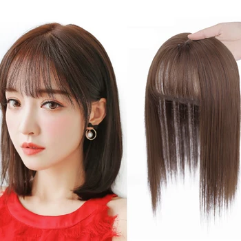 Toppers per capelli sintetici con frangia Clip in topper per capelli Pezzi per capelli diradati Copertura per la perdita dei capelli Accessori per capelli grigi