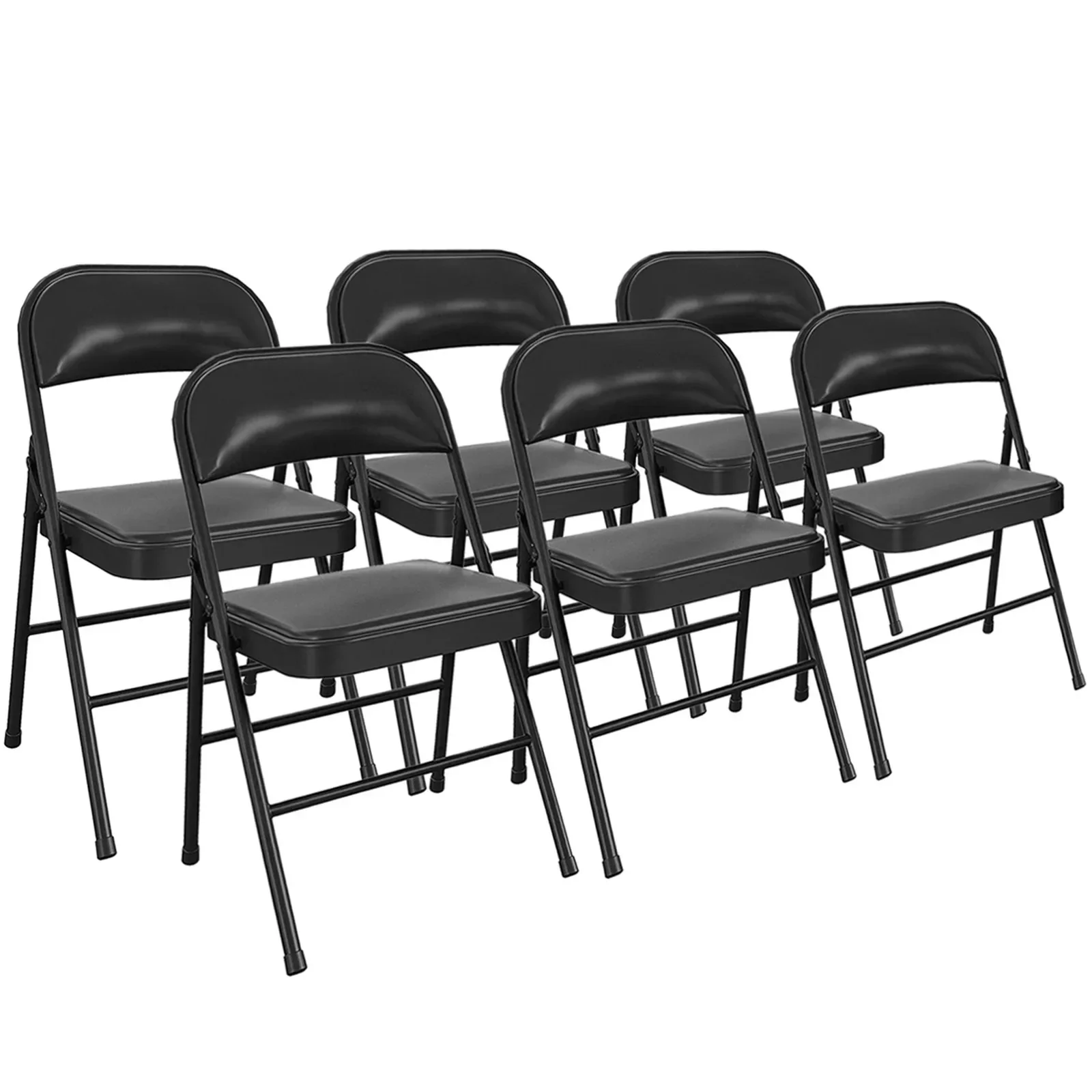 

Metal Folding Chairs with Padded Seats, 6 Pack, Black