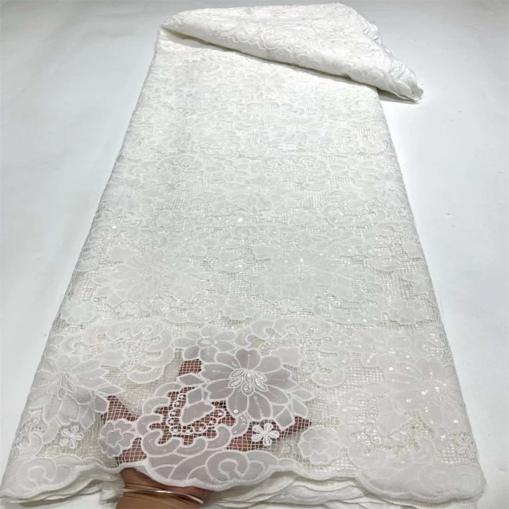 

Luxury African Lace Fabric 2023 Beautiful High Quality Sequins Groom Lace Nigerian Tulle Lace Fabric Fashion For Wedding Dress