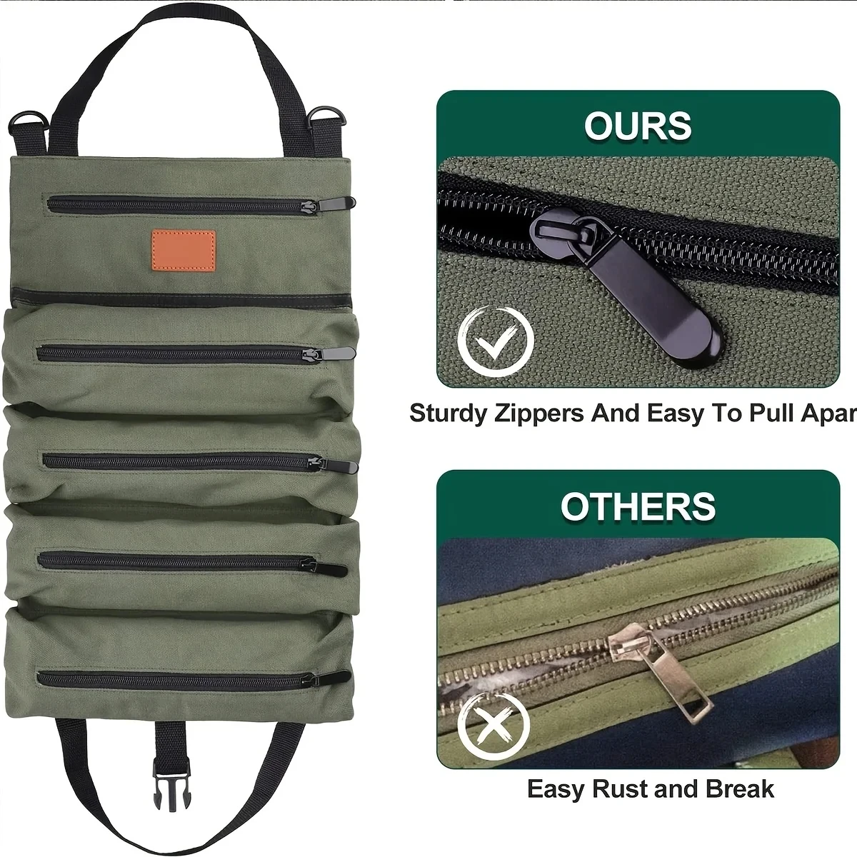 Borsa Porta Attrezzi Arrotolabile Per Auto - Organizer In Tessuto Oxford, Impermeabile, Per Bagagliaio - 3