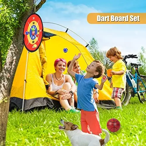 14 Inch 2-in-1 Dartboard and Basketball, Basketball Set Indoor Basketball Hoop, Sports Kids Outdoor Toy, 3