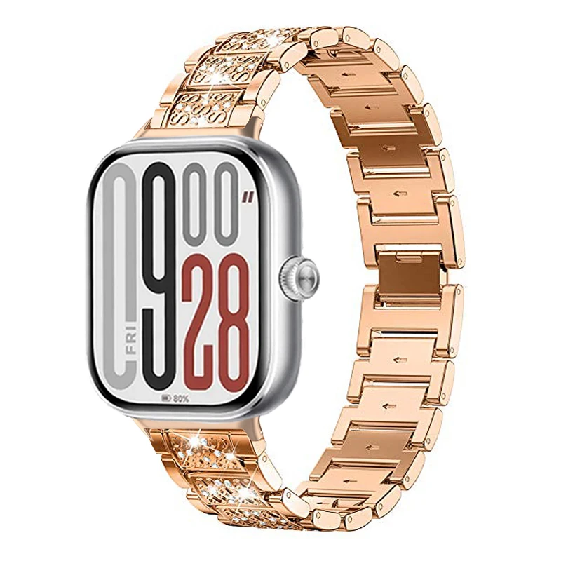 Elegant Diamond-Pattern Metal Watchband