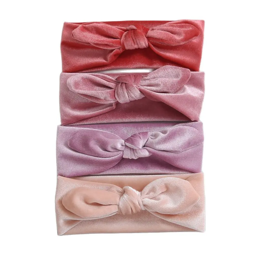 Bulk Baby Girl Headband Velvet Hair Band Solid Color Bunny Ears