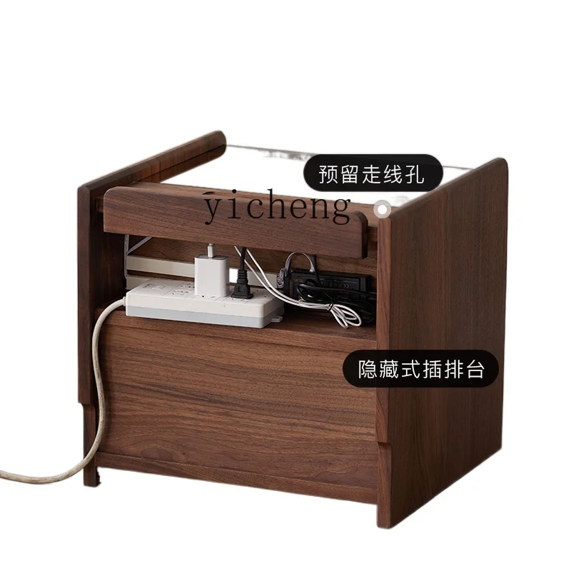 

YY Bedside Table Simple Bedroom Bedside Supporter Black Walnut Locker Bedside Cabinet