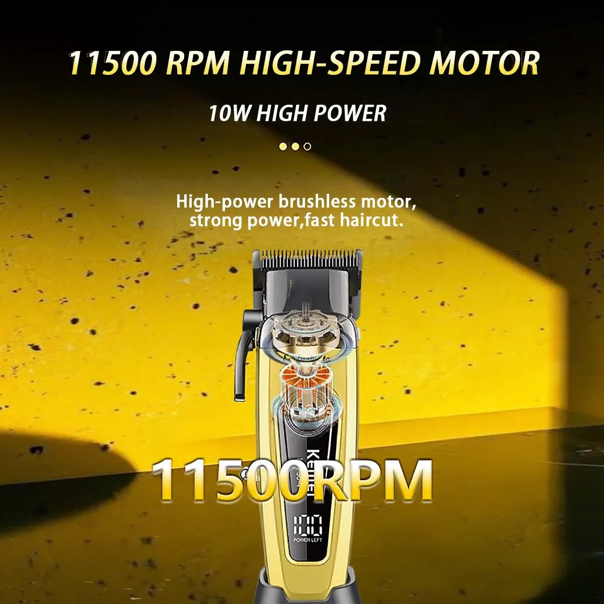 11500RPM kemei km 90 4 Men's Hair Clipper 10W Brushless Motor DLC
