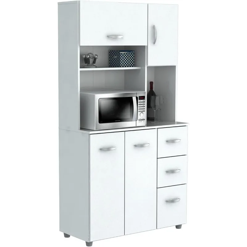 

Inval America 4 Door Microwave Storage Cabinet, 15.35 x 35.04 x 66.14, White