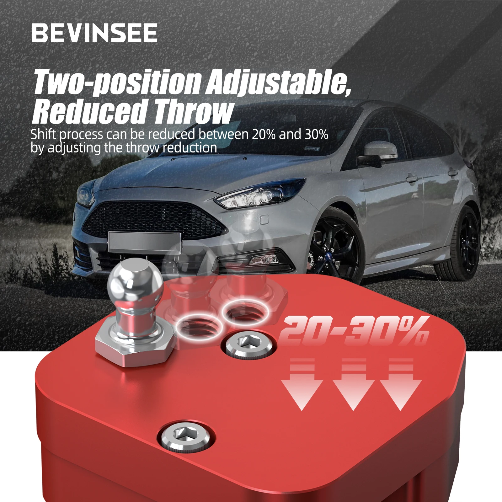 Gear Shifter Car Parts BEVINSEE Adjustable Quick Gear Short Shift Shifter Adapter Kit for Ford Focus MK3 ST 2013 -/RS -