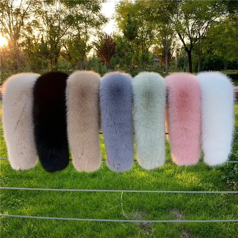 New Faux Fox Fur Collar Winter Women Fake Fur Scarf Shawls for Coat Warmer Decor Furry Hood Trims Parkas Jacket Fur Scarves