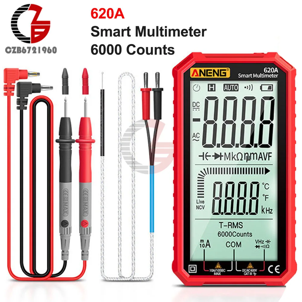 

ANENG AC DC 620A Digital Smart Multimeter Transistor Tester 6000 Counts RMS Auto Electrical Capacitance Meter Temp Resistance