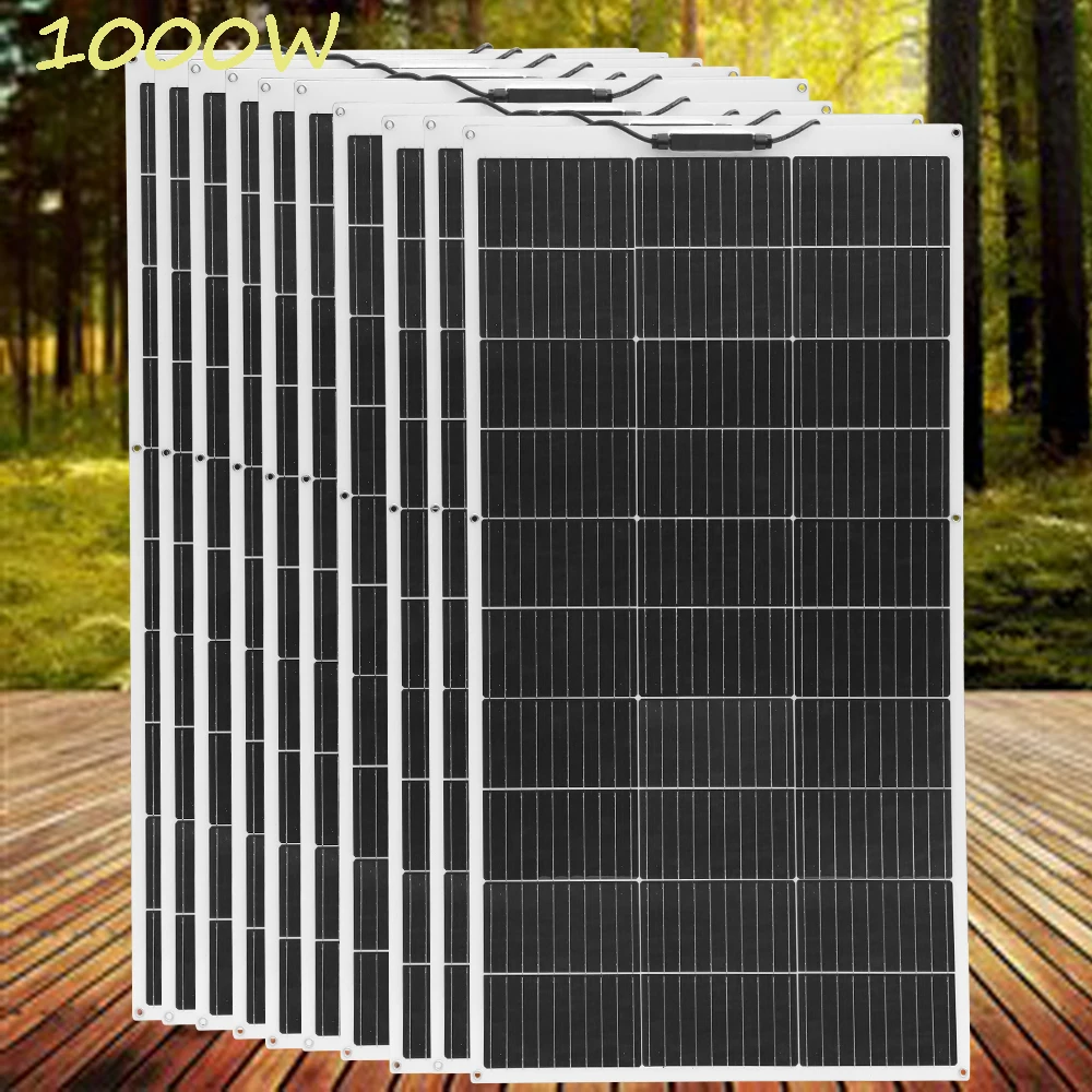 XINPUGUANG ชุดแผงพลังงานแสงอาทิตย์แบบยืดหยุ่นระบบ 100 W - 1000 W (100 W ,200 W 300 W 400 W 500 W 1000 W) monocrystalline Solar แบตเตอรี่ charger 1