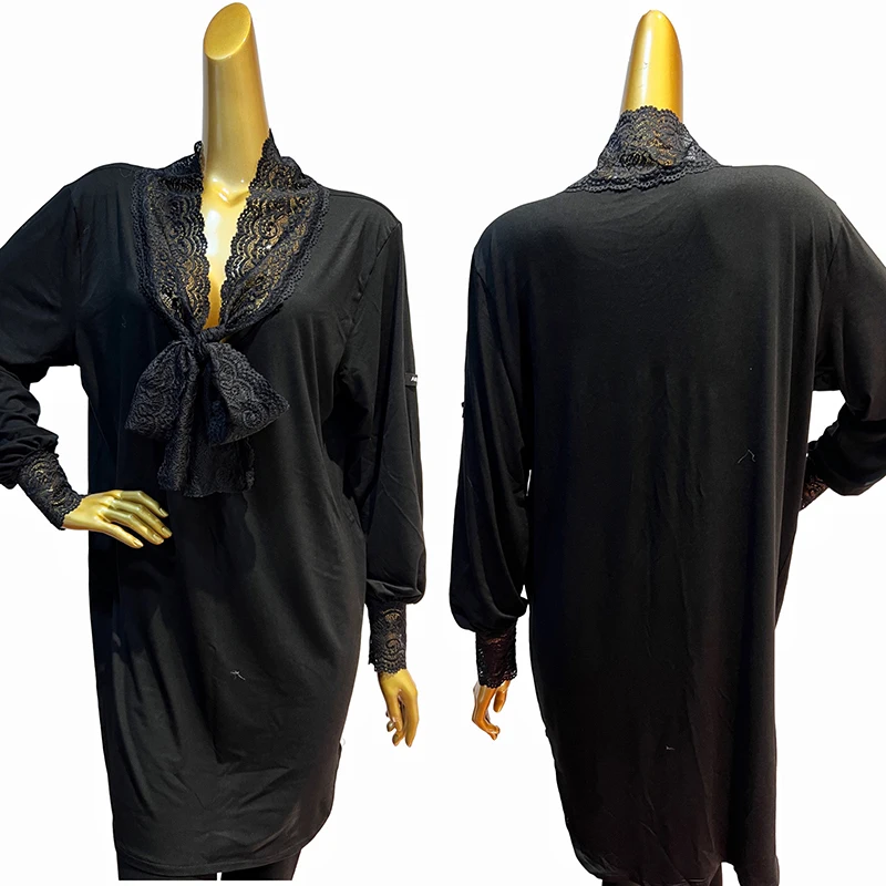 

New Latin Dance Dress For Women Modal Lace Long Sleeve Loose Training Clothes Chacha Rumba Tango Female Latin Costumes DQS13819