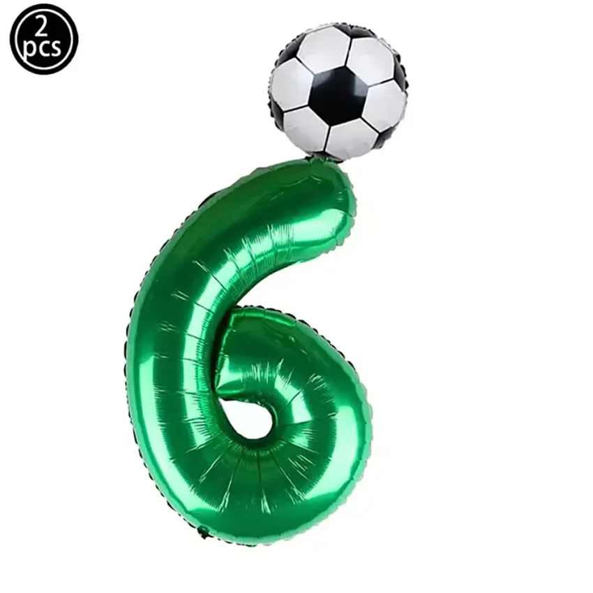 2 Stück 32 Zoll Grüne Zahlen-Folienballons 10 Zoll Fußball-Heliumballons Kinder Geburtstag Party Sport-Themen Partydekoration – Detail 7