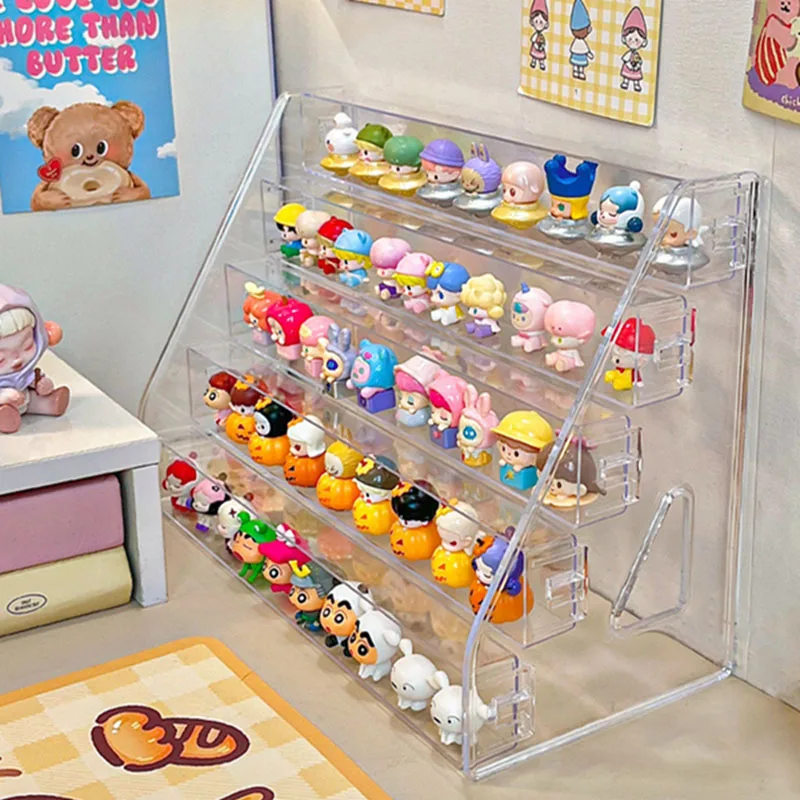 Multilayer Acrylic Display Stand Durable Display Rack For Cupcake Perfume Doll Transparent Trapezoidal Blind Box Storage Shelf 5