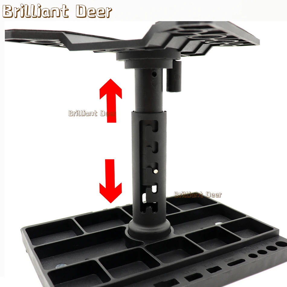 Support de réparation rotatif 360° pour voiture RC, avec une voiture 1/8 en position verticale pour accès facile au châssis