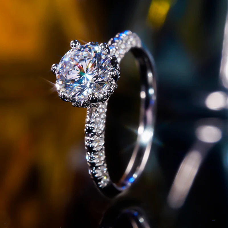 

New Luxury Cubic Zirconia Lace 925 Sterling Silver 4 Prongs Ring For Women Engagement Bands Christmas Gift Wedding Fine Jewelry