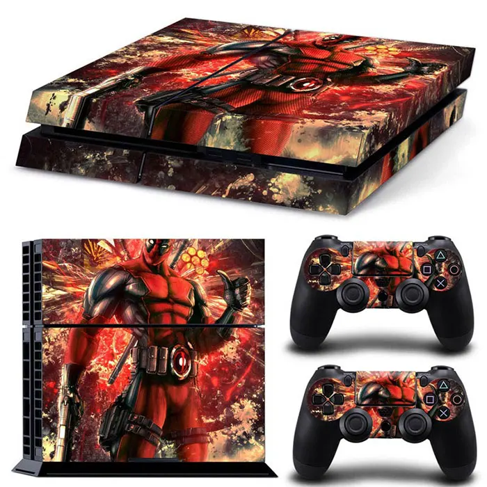 Marvel Spider Man Deadpool Vinyl Skin Sticker for PS4 Slim Console and 2 Controllers Decal Cover Game Accessories 
