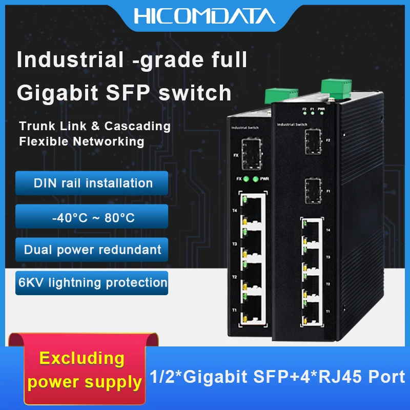 

HICOMDATA SFP Switch Ethernet 1.25G 1GF 4GE 5 6 Ports Industrial Network 1000Mbps Gigabit Switch Internet