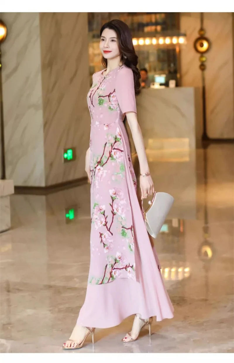 New Chinese Style Short Sleeved Dress for Women 2025 Summer New Style Retro Slimming Temperament High-End Chinese Style Skirt