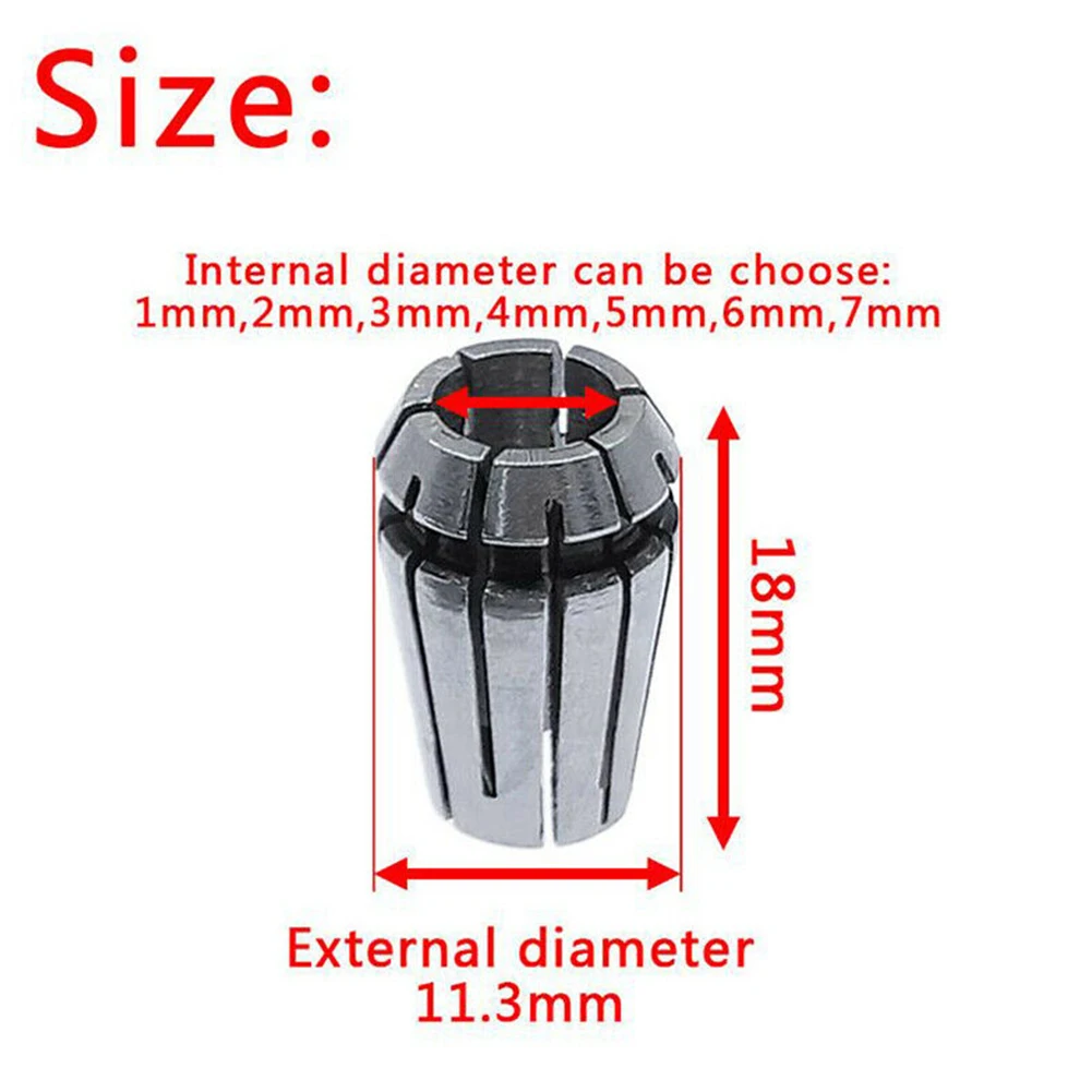 ER11 Spring Collet Chuck Set Made of Hardened Material 7 Metric Shank Sizes for CNC Milling Lathe Tool Engraving Machine