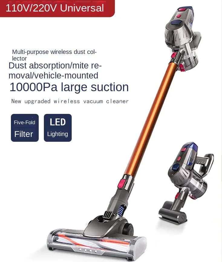 

110V220V wireless handheld vacuum cleaner Powerful suction 150W dual motor LED lighting small робот пылесос с базой 가전제품