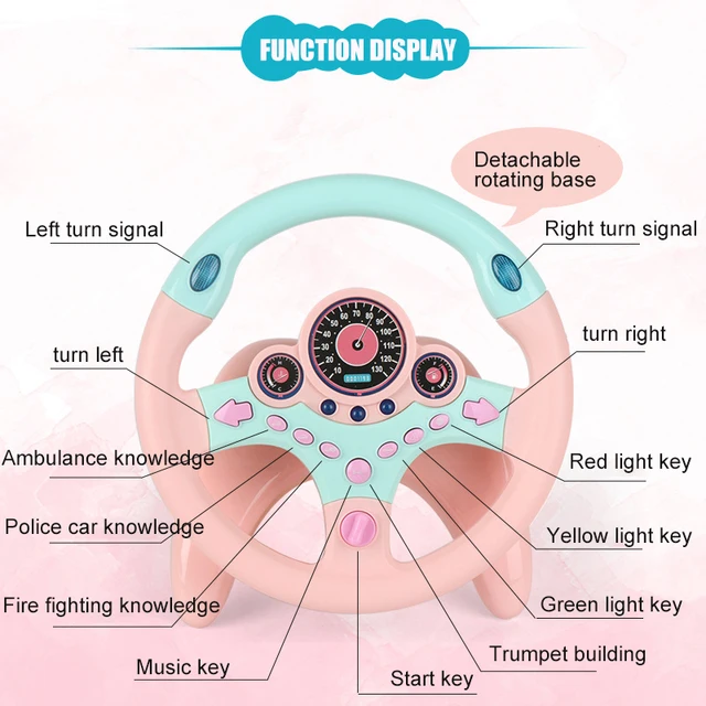 Eletric Simulation Steering Wheel Toy Baby Kids Musical Educational Copilot Stroller Steering Wheel with Light Sound Vocal Toys 2