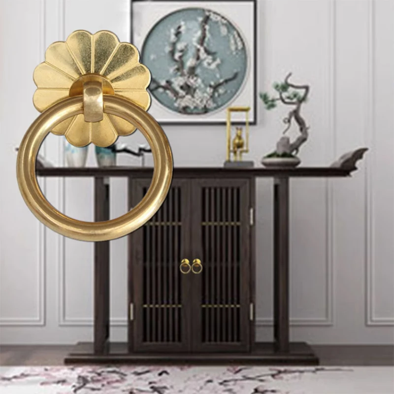 ヴィンテージキャビネットハンドル、引き出しハンドル、家具ノブ 2パック 中国スタイル 純銅ハンドル ワードローブ 引き出しキャビネッ キャビネットや  引き出し用の真鍮家具ハンドル、ワードローブ、ドレッサー、食器棚、寝室用純銅製引き出し、160mm ヨーロッパスタイル ... ヴィンテージ引き出しハンドル、中国スタイルのプルハンドル、アンティーク真鍮リングプルハンドル2個。キッチンキャビネット、ワードローブ